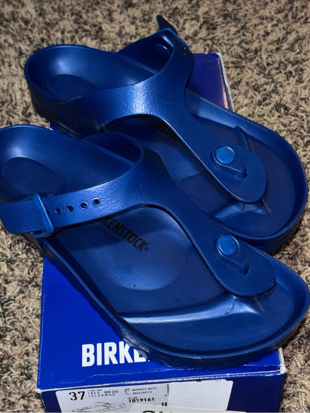 Birkenstock Unisex Gizeh Eva Navy Blue Thongs Sandals EU 37 US Women’s 6 New